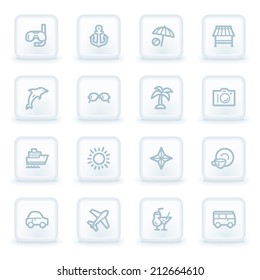 Juego de iconos web de vacaciones 1, botones cuadrados blancos