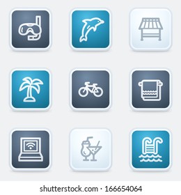 Vacation web icon set, square buttons