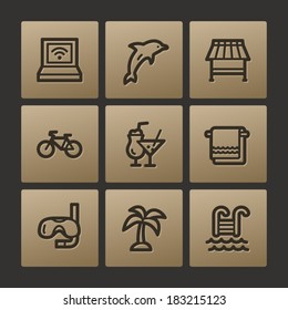 Vacation web icons, buttons set