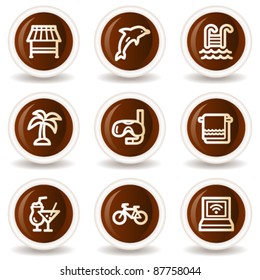 Vacation web icons, chocolate buttons