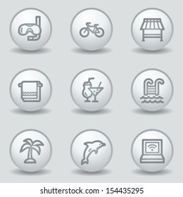 Iconos web de vacaciones, botones de mate blanco circular