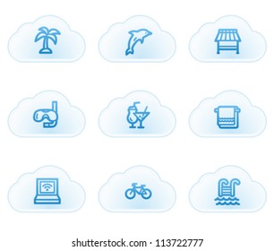 Vacation web icons, cloud buttons