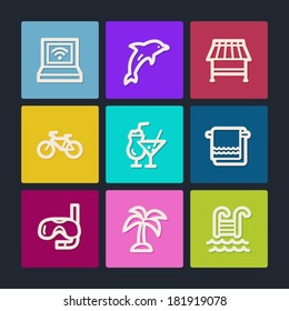 Vacation web icons, color buttons