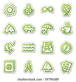 Vacation web icons, green sticker series