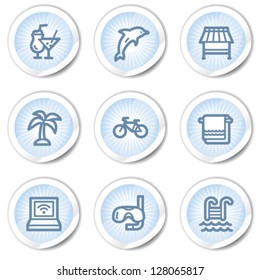 Vacation web icons, light blue stickers