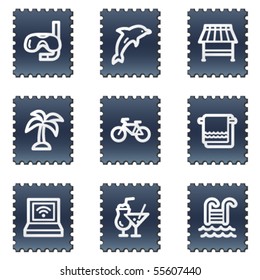 Iconos web de vacaciones, series de sellos de marina