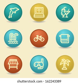 Vacation web icons, retro buttons