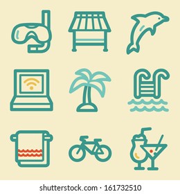 Vacation web icons, retro colors
