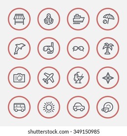 Vacation web icons set