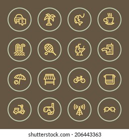 Vacation web icons set, coffee series