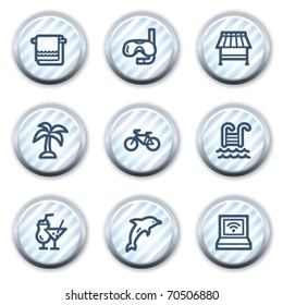 Vacation web icons, stripped light blue circle buttons