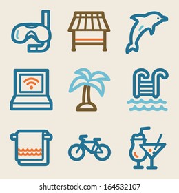 Vacation web icons, vintage series
