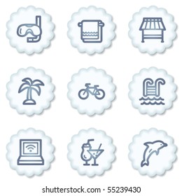 Vacation web icons, white buttons