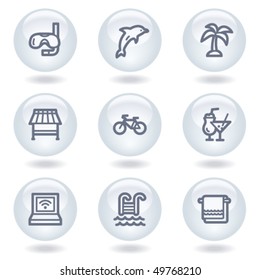 Vacation web icons, white circle buttons