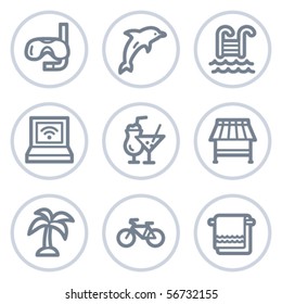 Vacation web icons, white circle series