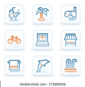 Web-Icons für Ferien, weiße quadratische Schaltflächen