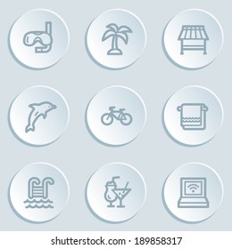 Vacation web icons , white sticker buttons