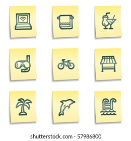 Vacation web icons, yellow notes series