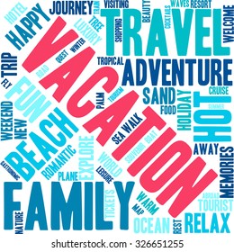 Vacation word cloud on a white background. 