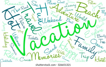 Vacation word cloud on a white background. 