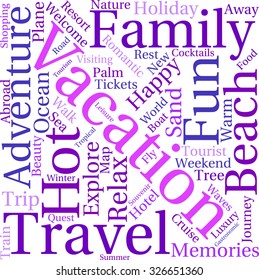 Vacation word cloud on a white background. 