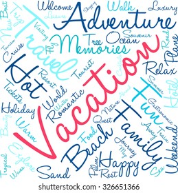 Vacation word cloud on a white background. 