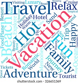 Vacation word cloud on a white background. 