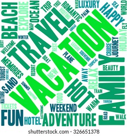 Vacation word cloud on a white background. 