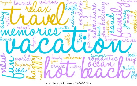 Vacation word cloud on a white background. 