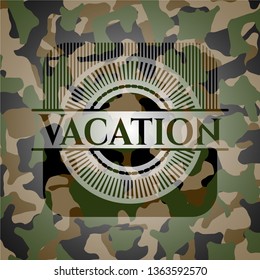 Vacation written on a camo texture