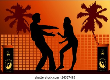 Vacational fun , dance silhouette