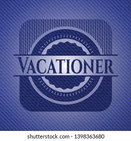 Vacationer with denim texture. Vector Illustration. Detailed.