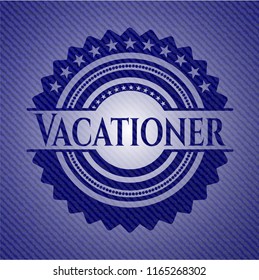 Vacationer emblem with jean high quality background