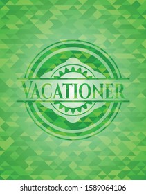 Vacationer green mosaic emblem. Vector Illustration. Detailed.