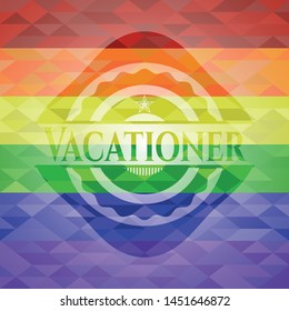 Vacationer lgbt colors emblem. Vector Illustration. Mosaic.