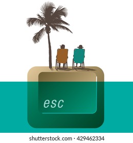 A vacationing couple make their escape to the beach