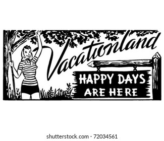 Vacationland 2 - Retro Ad Art Banner