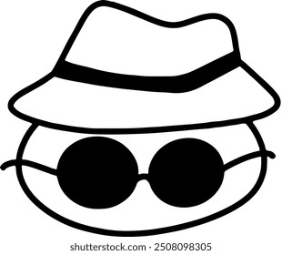 Vacation-Ready Cat in Glasses and Hat | Cute Line Art Vector | Minimalist Design