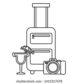 vacations bag cocktail and camera vector illustration