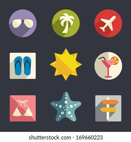 Vacations flat icon set