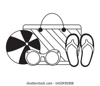 vacations handbag sandals sunglasses ball vector illustration