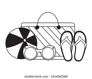 vacations handbag sandals sunglasses ball vector illustration