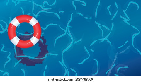 vacations holidays summer water background lifebuoy floating in the ocean sea pool spa clubs swimming fishing new year's sea background business shops 