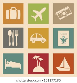 vacations icons over pink background vector illustration 