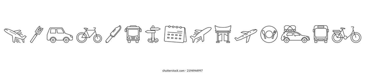 Icono de línea de vacaciones conjunto de iconos plantilla de diseño ilustración vectorial