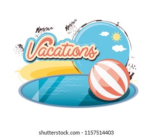 vacations place with pool scene icon vectorilustration