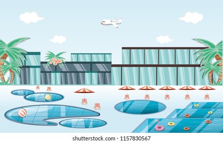 vacations place with pool scene travel vector ilustration