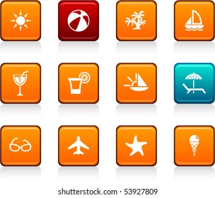 Conjunto de vacaciones de iconos de color cuadrado.