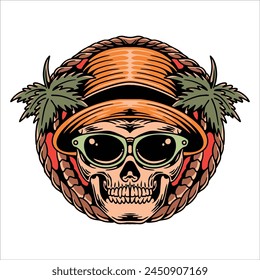 vacations skull tattoo vector design