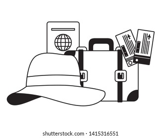 vacations suitcase passport tickets travel vector illustration